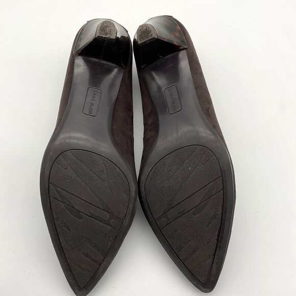 Anne Klein MEDLEY Slip On Brown Suede Low Heels Tortoiseshell Vamp & Heel 11M - Picture 10 of 11